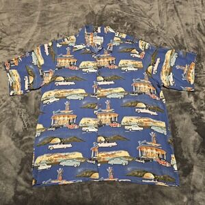 Vtg Reyn Spooner American Classics Shirt Mens M Blue Ford Thunderbird Drive In